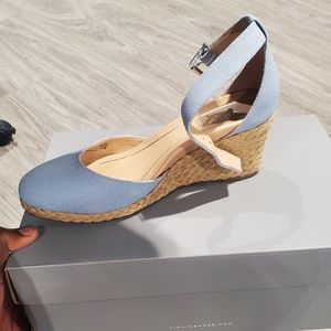 COPY - New Vionic Amy Backstrap Wedges. Color is SKY
